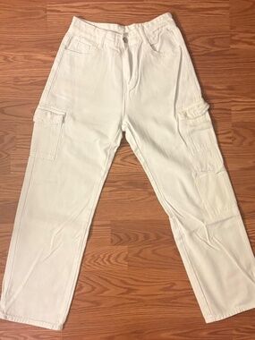 High-Waist Loose-Fit Cargo Wide Leg Jeans